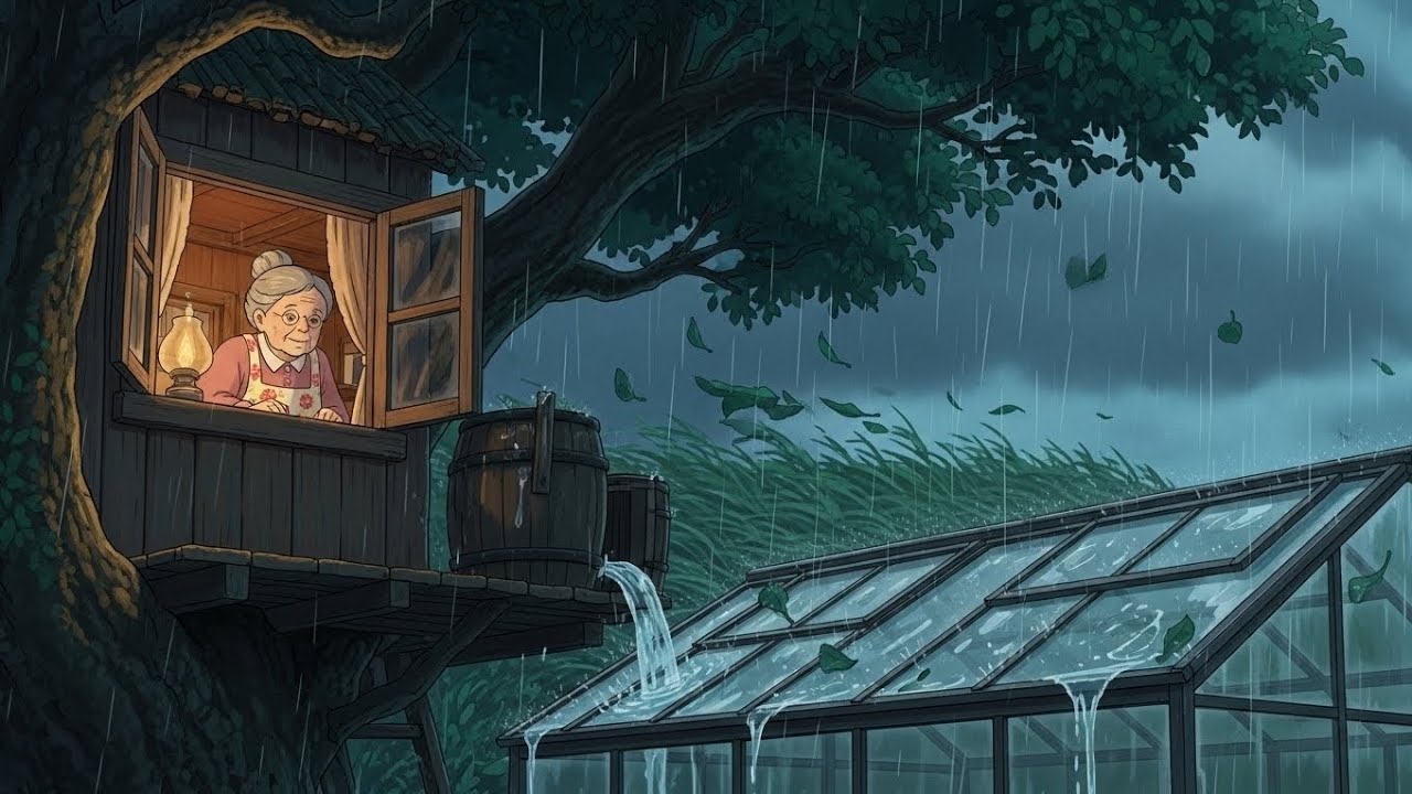 A Rainy Night in the Treehouse 🍃 Cozy Ghibli ASMR | Making Pizza During the Storm 🌧️✨