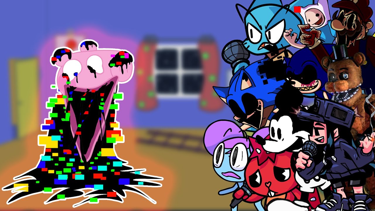 FNF Discovery Glitch(VS Peppa Pig1) But Different Characters Sing It🎵Everyone(Come Learn With Pibby)