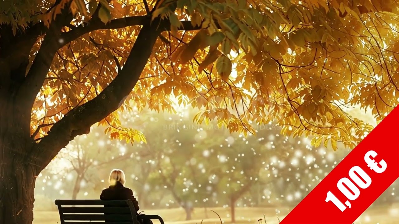 Autumn Glow Bench with Floating Bokeh &ndash; Cozy HD Park Stock Footage