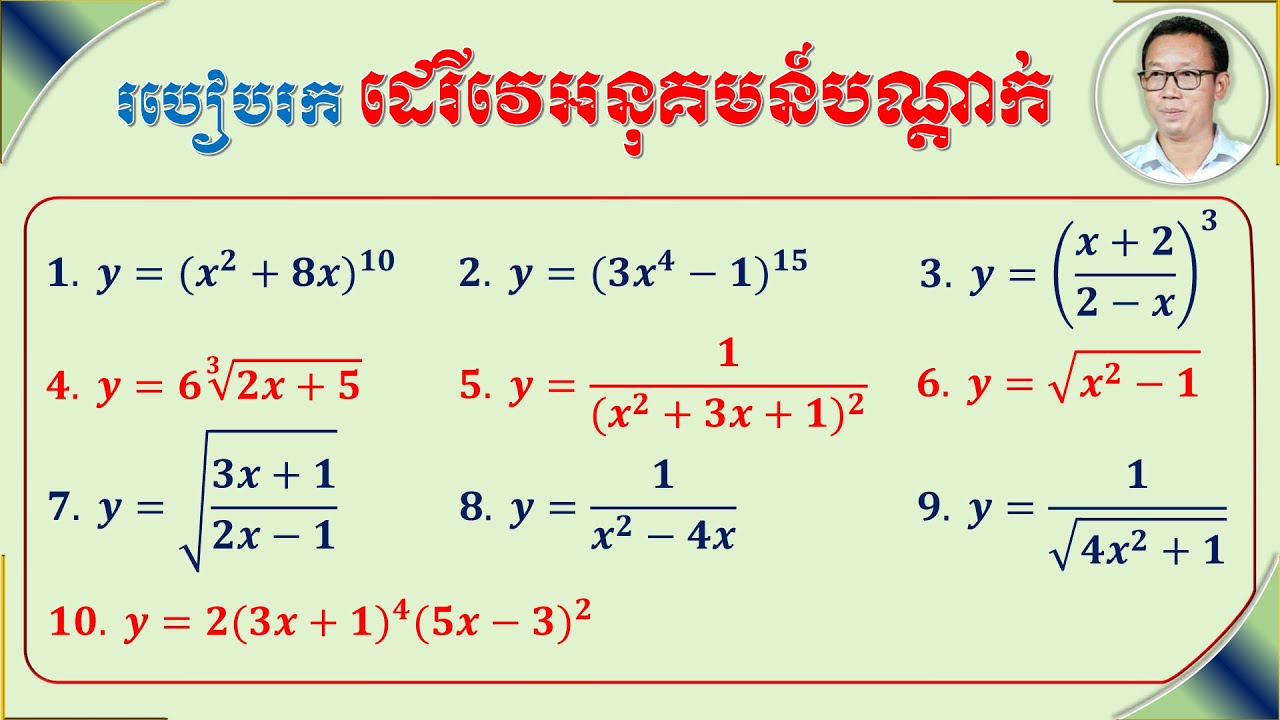 របៀបរកដេរីវេនៃអនុគមន៍បណ្តាក់ | How to find Derivatives of Composite Functions