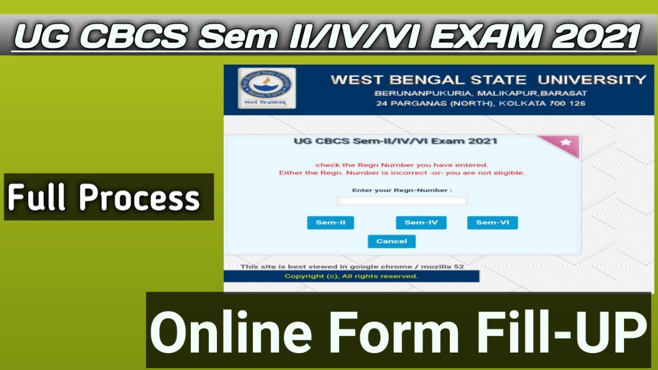 How to Fill Up UG CBCS Sem II,IV,VI Exam form online||West Bengal State University ||2021