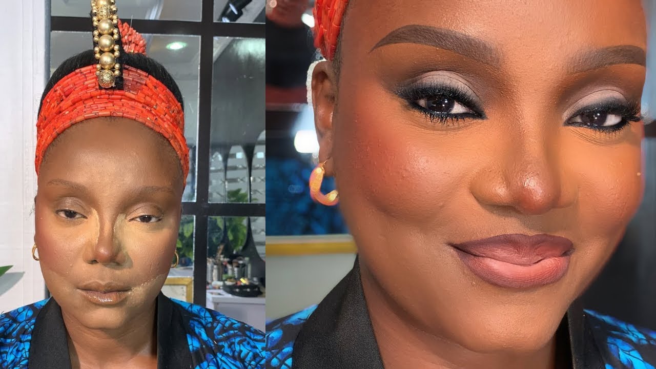 HOW TO DO A FULL FACE MAKEUP TUTORIAL FOR BEGINNERS (Dark skin) | Client Makeup for birthday makeup