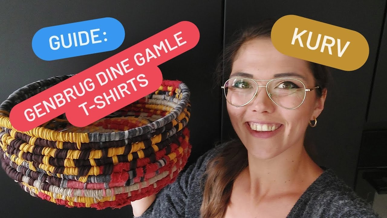 Sådan laver jeg en kurv af genbrugs T-shirts.Sådan syr jeg 8 tallet.Børn i baggrunden = sommerferie