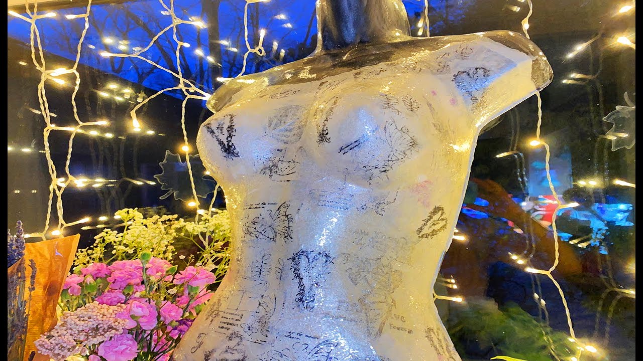 DIY Pearl Metallic Decoupaged Mannequin