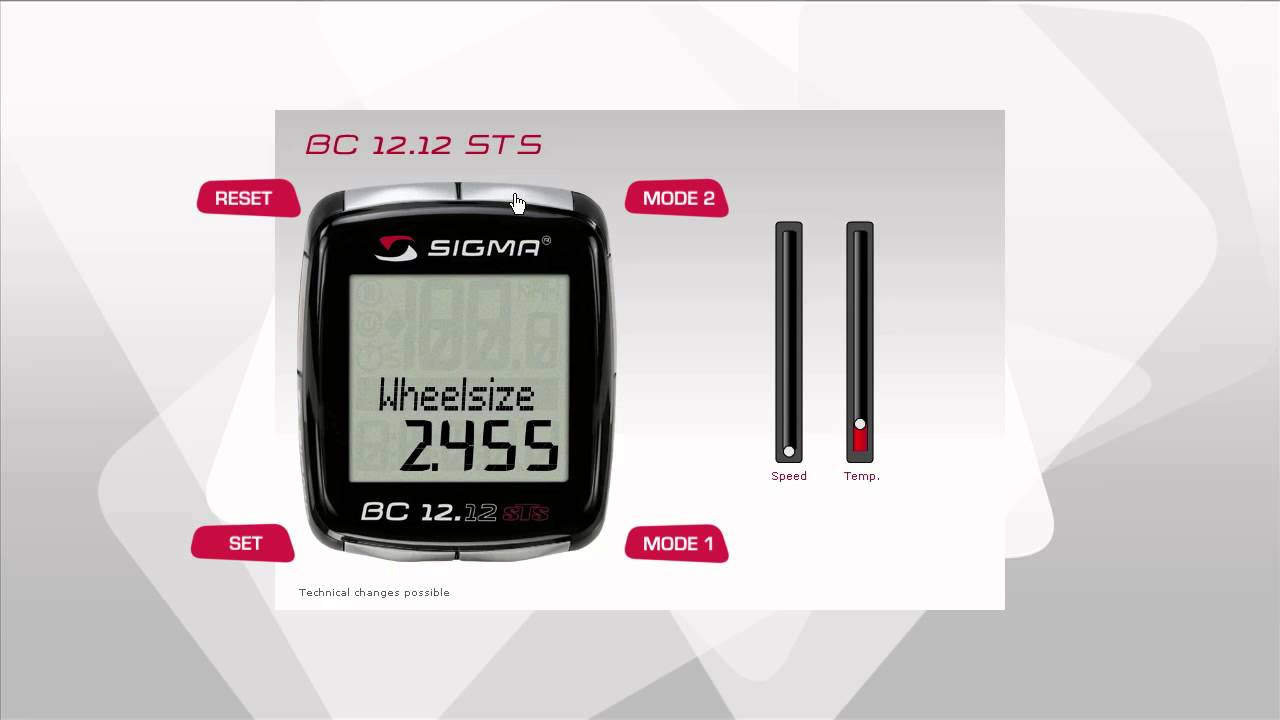 SIGMA SPORT // BC 12.12/STS // Настройки (EN)