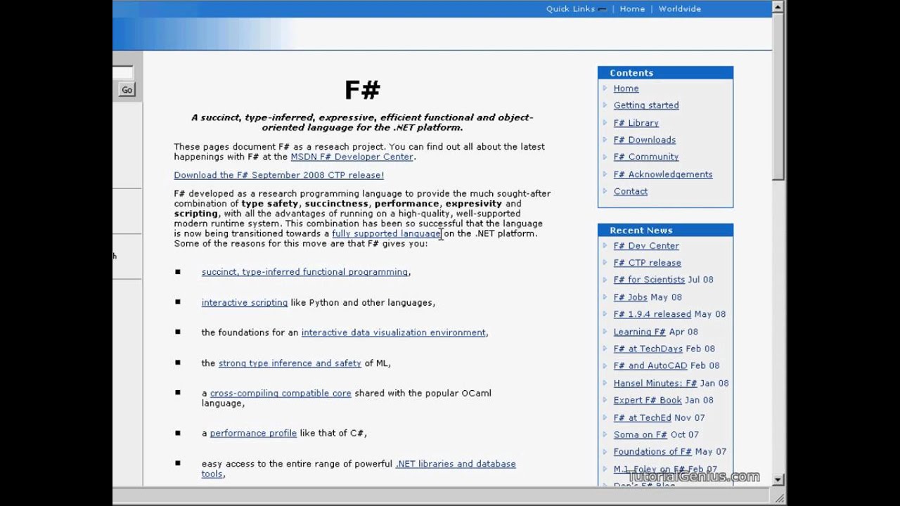 F# (F-Sharp) Tutorial - 1.1 - Introduction [TutorialGenius.com]
