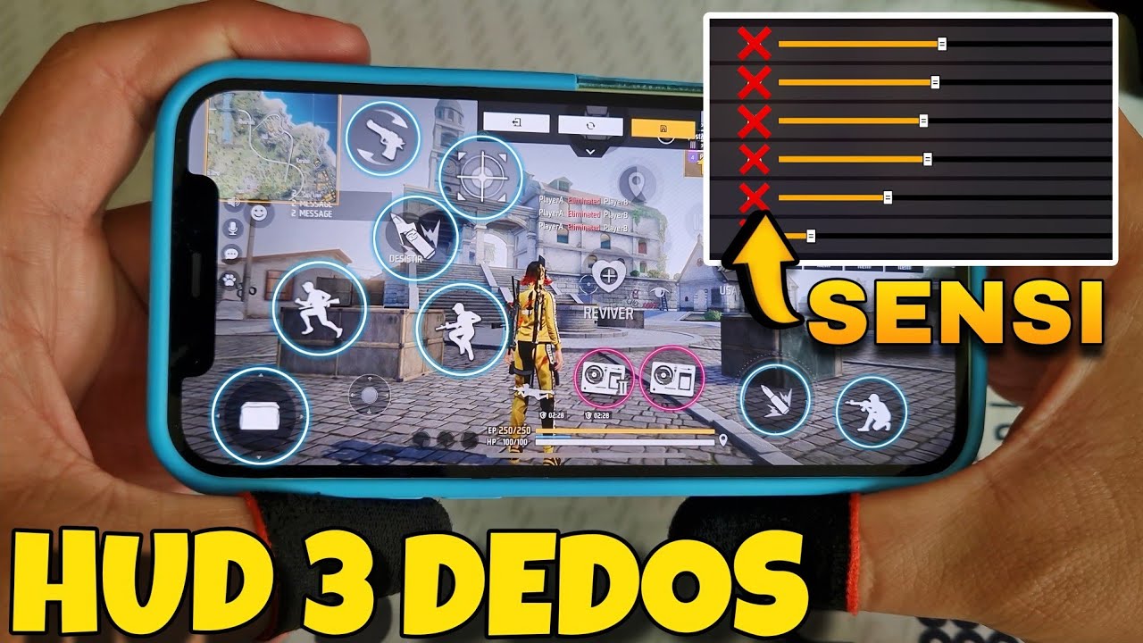 HUD 3 DEDOS E SENSIBILIDADE DO MARTINZ FF - IPHONE 12 FREE FIRE MOBILE