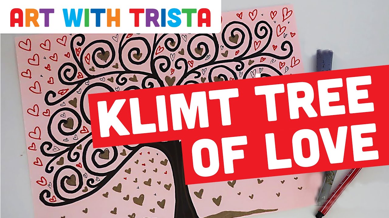 Klimt Inspired Tree of Love Valentine's Day Drawing Tutorial - Art With Trista