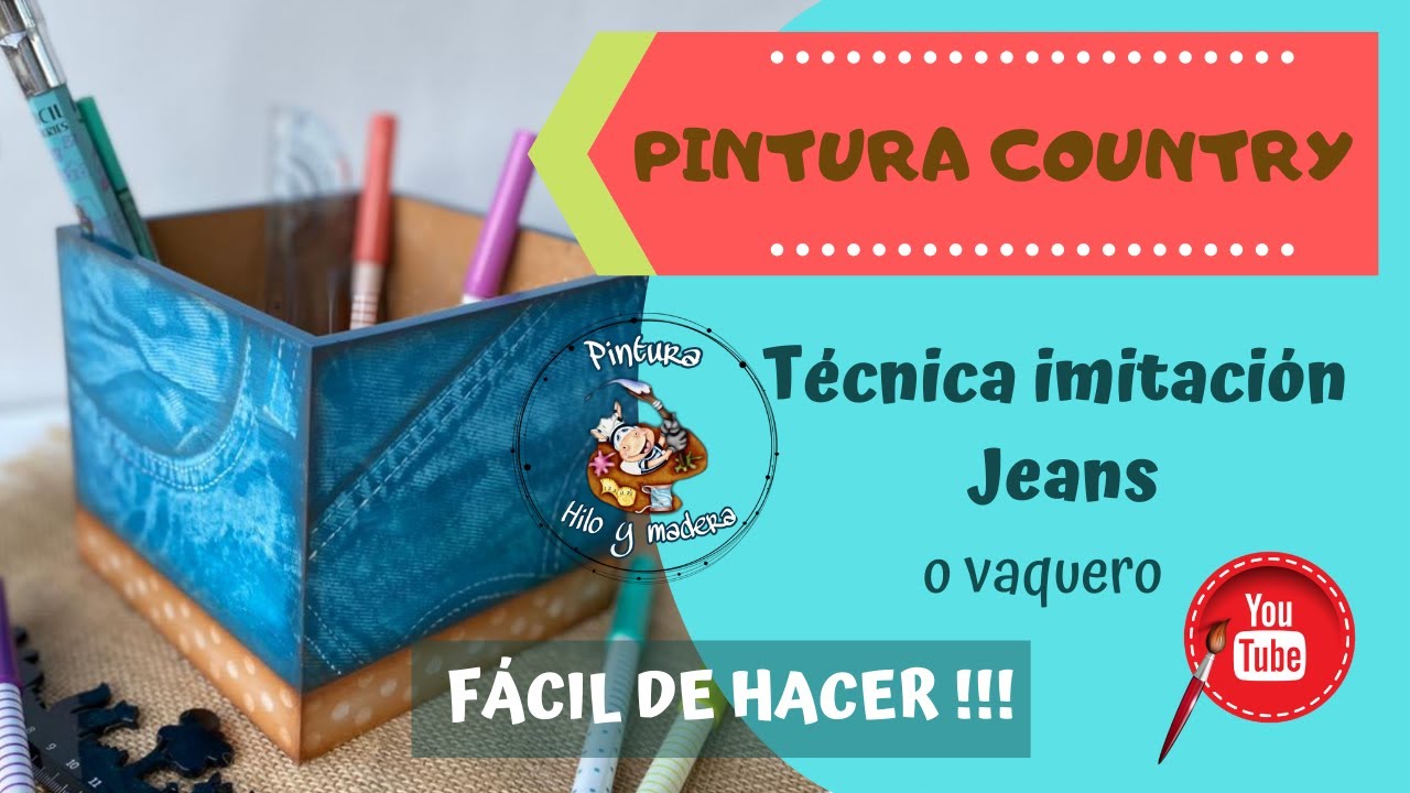 Caja  con técnica imitación jeans o vaquero