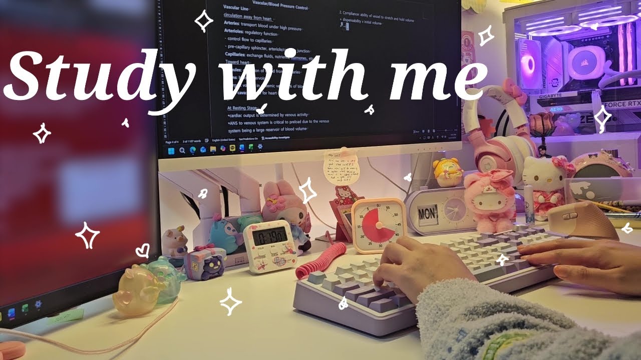 1 Hour Study with me | Making lecture outline, typing ASMR | real time, white noise, keyboard sound