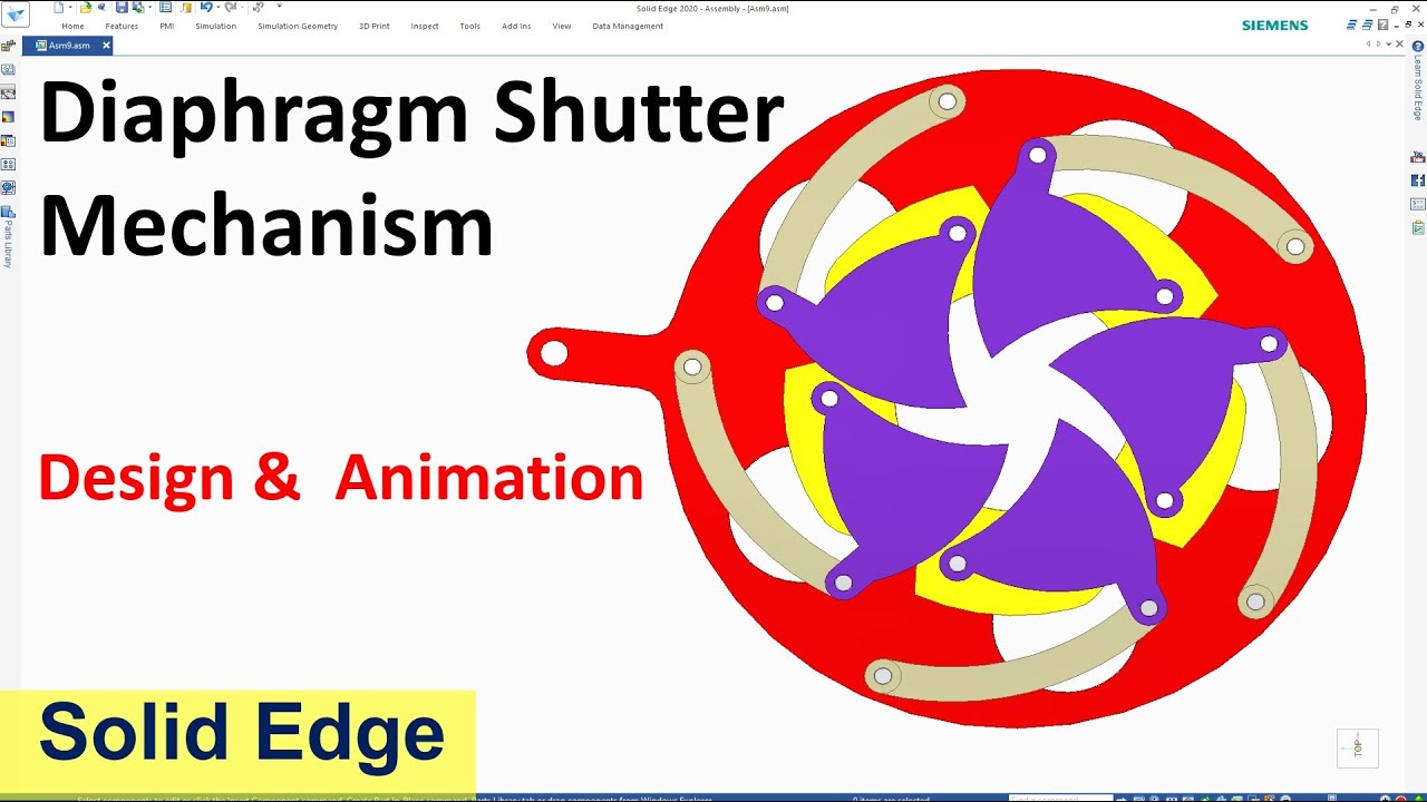 Solid Edge Assembly & Motion Animation #20 | Diaphragm Shutter Mechanism | Iris Mechanism