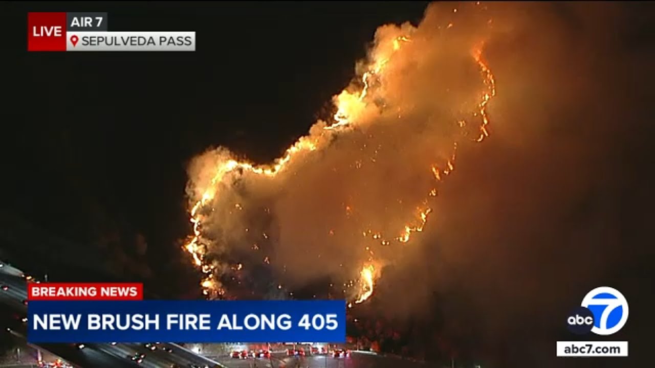 New brush fire erupts in Sepulveda Pass along 405 Freeway