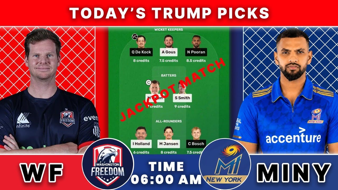 WF vs MINY Dream11 Prediction | MLC 2026 Match 5 | Washington Freedom vs MI New York Dream11 Team 