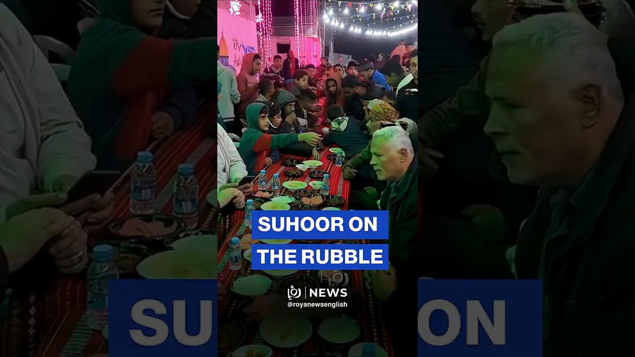 Gazans have suhoor atop the ruins of their homes in Gaza