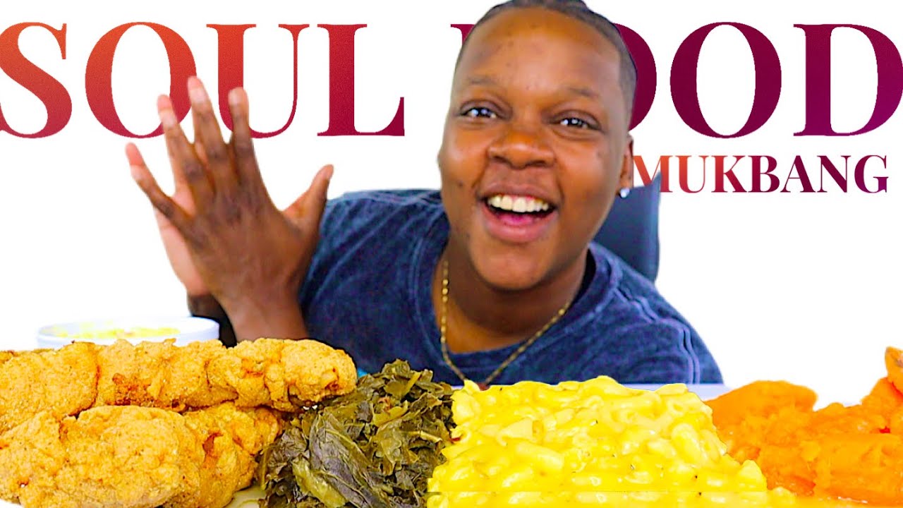 FRIED CATFISH + MAC N CHEESE, GREENS & CANDIED YAMS | SOUL FOOD MUKBANG❗️