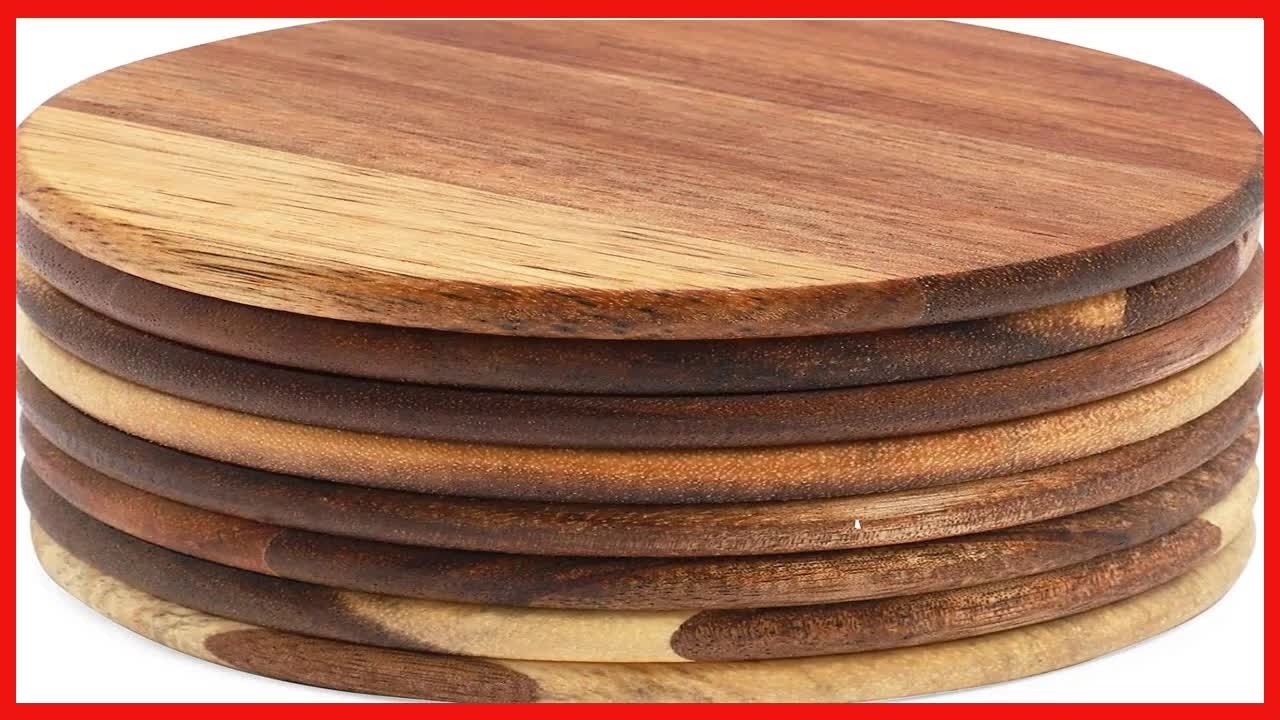 Protect Your Surfaces in Style with Dark Brown Acacia Wood Drink Coasters