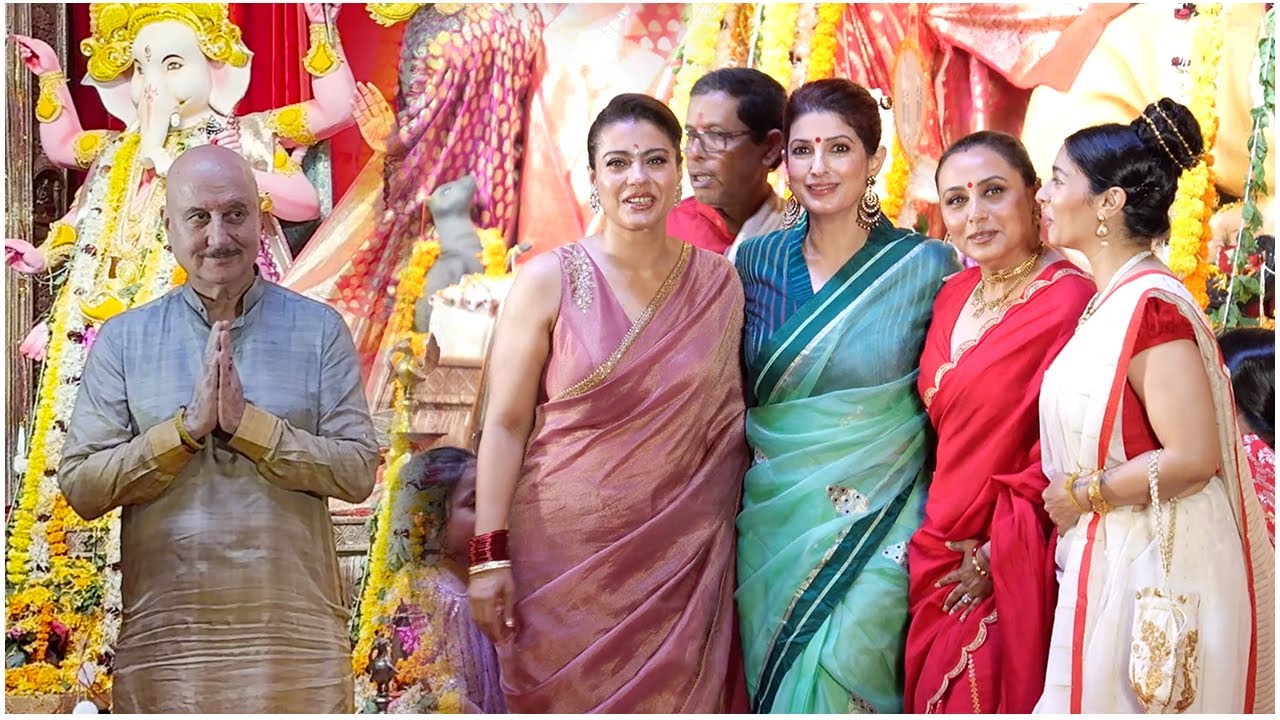 Twinkle Khanna, Kajol, Anupam Kher, Rani Mukherji & Other At North Bombay Sarbojanin Durga Puja