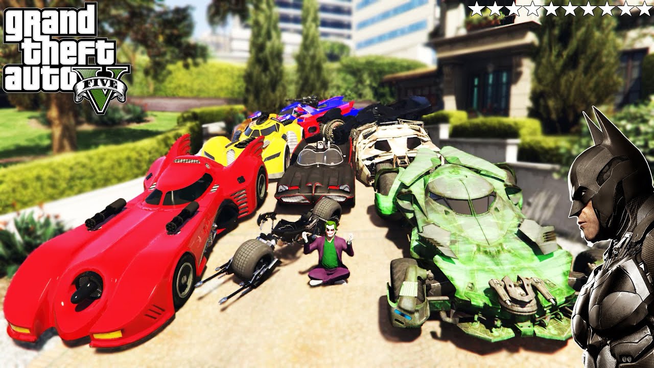 GTA 5 - Stealing Batman All Vehicles With Joker | Micheal Becomes Joker | (Real Life Cars #25)