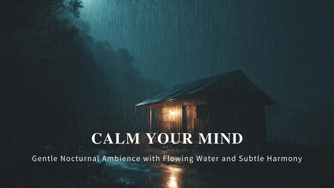 Rain Ambience at Night | Warm Cabin Mood with Soft Piano Tones