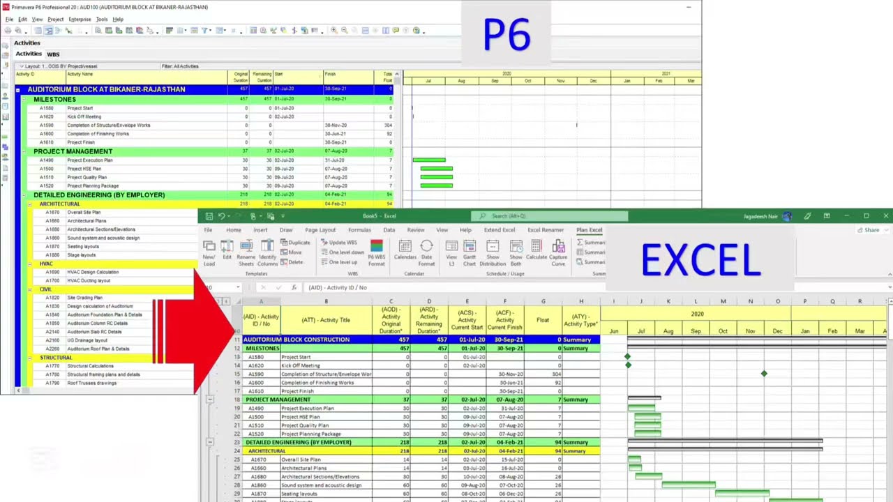 Primavera P6 Schedule in Excel using Plan Excel
