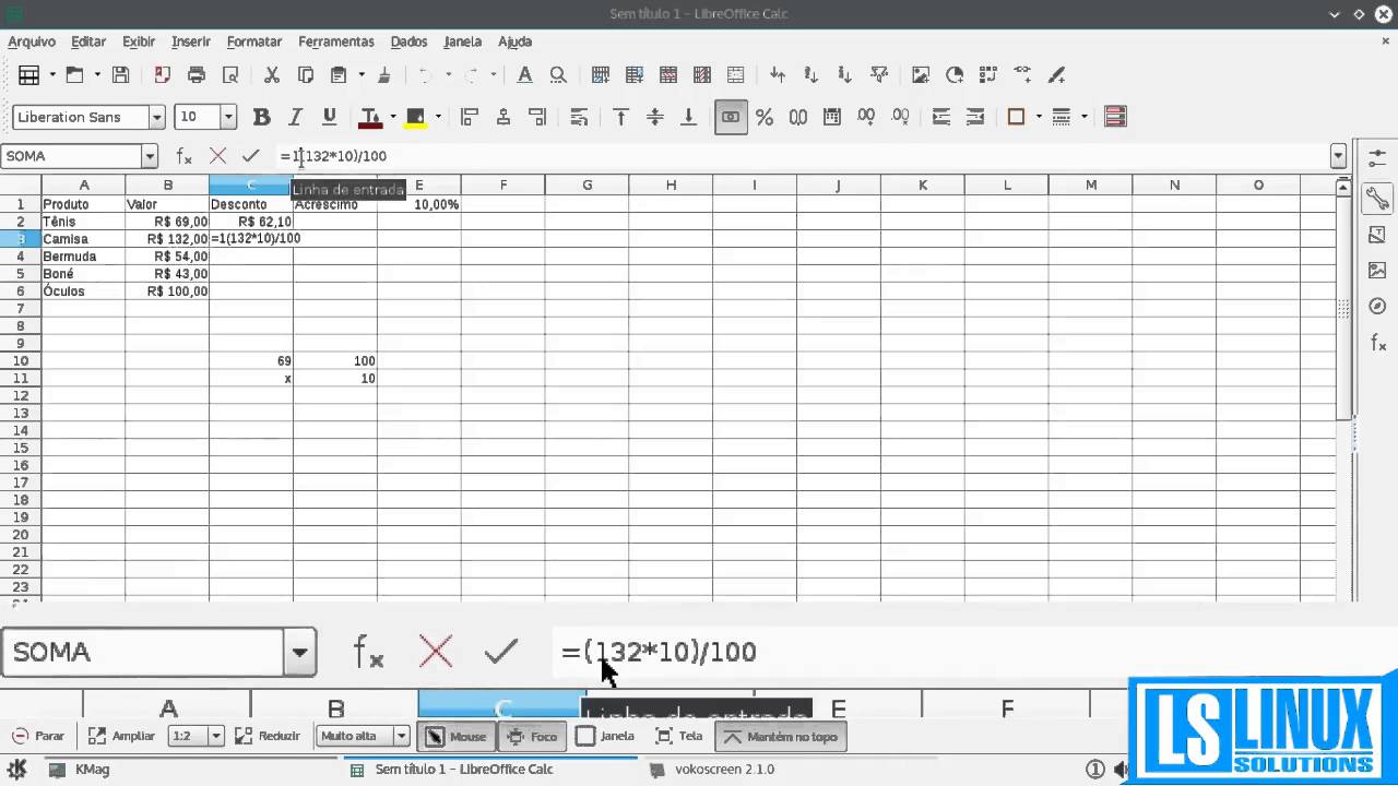 DICA LIBREOFFICE CALC - PORCENTAGEM