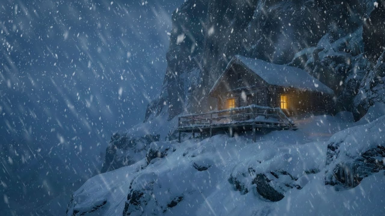 Blizzard Night in the Wilderness 🌨️ Snowstorm Ambience for Calm and Focus