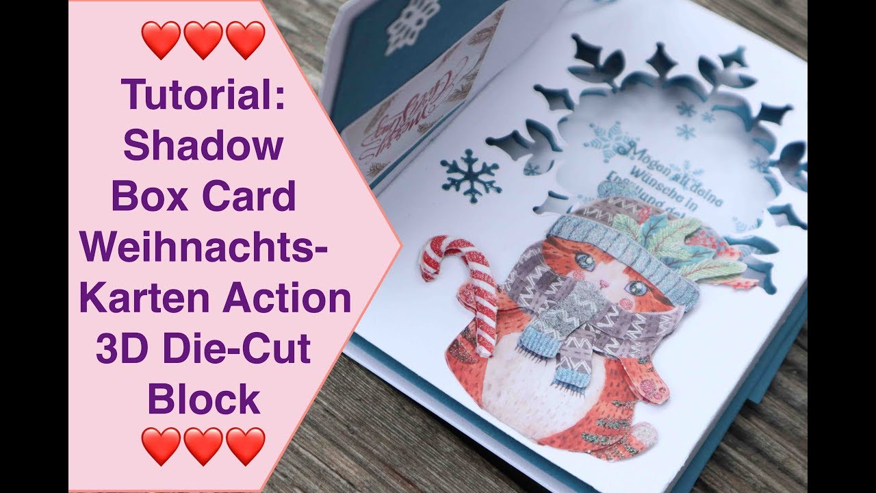 Tutorial: Shadow Box Card Weihnachtskarten Action 3D Die-Cut Block Paper Block Inside Tunnel Karte
