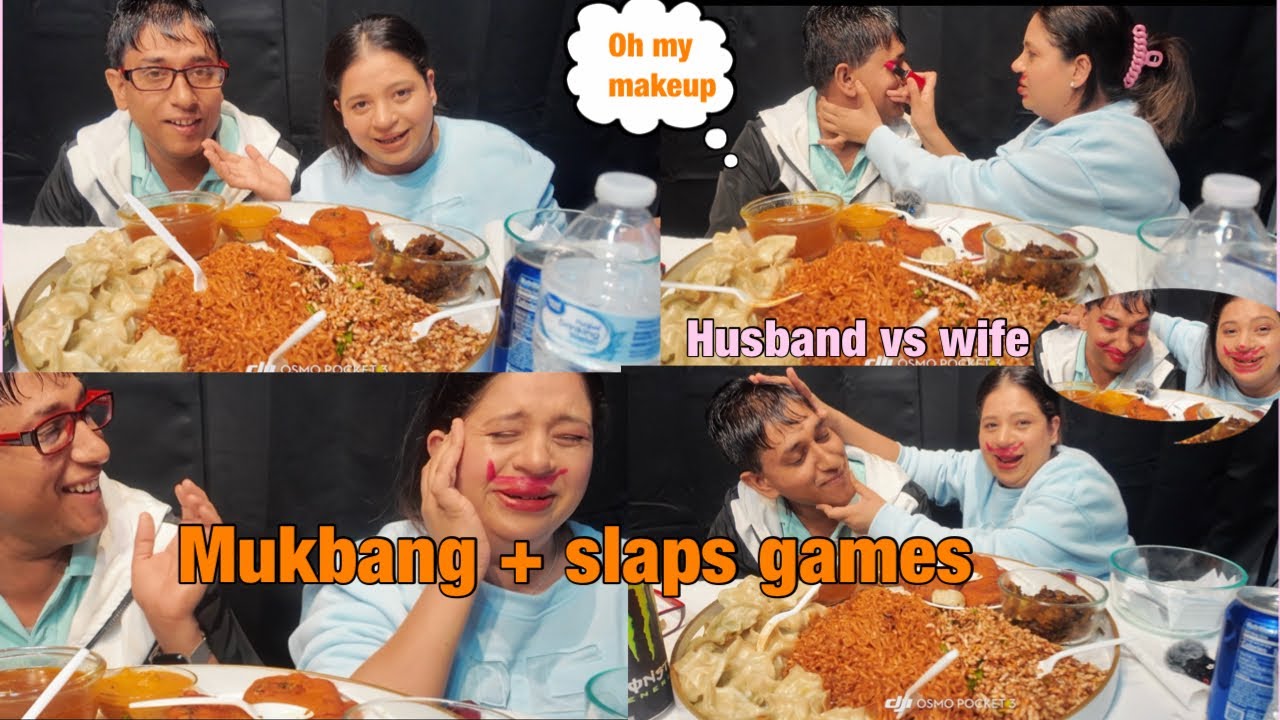 Couple  Mukbang  ❤️🫰+ Funny Slaps Game 💥🍜