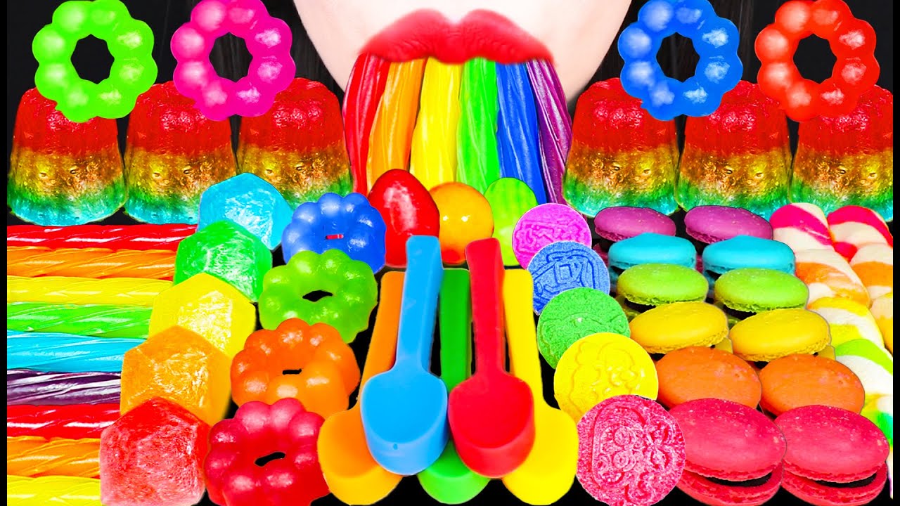 ASMR RAINBOW DESSERTS KOHAKUTO SPOON 먹는 숟가락 코하쿠토 레인보우 먹방 MUKBANG