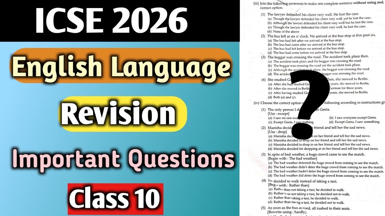 ICSE 2026 English Language | Most Important Questions REVISION 🔥 | Class 10 Board EXAM