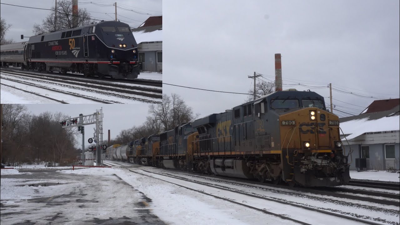 Winter railfanning in Fairport, NY (Read Desc) ft Amtrak 100! 1/3/26