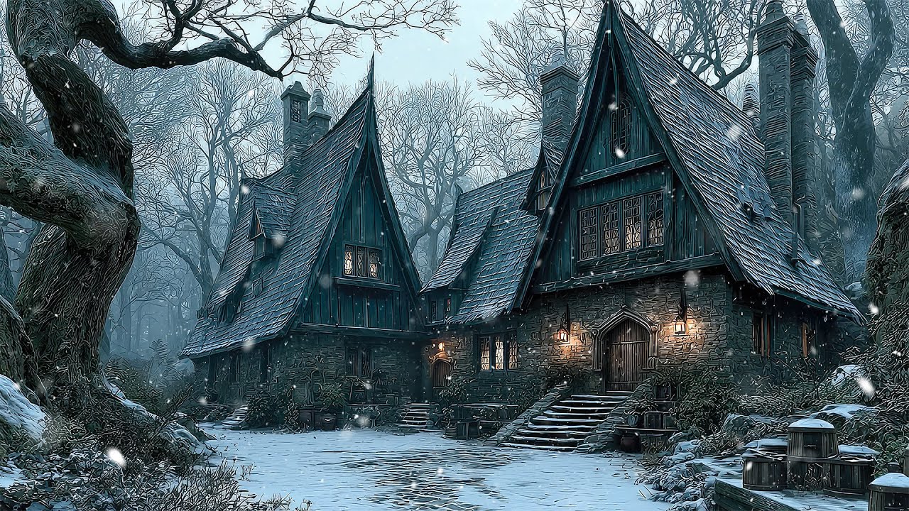 The Quiet Village of the Frozen Vale | Medieval Celtic Winter Ambience for Study & Focus
