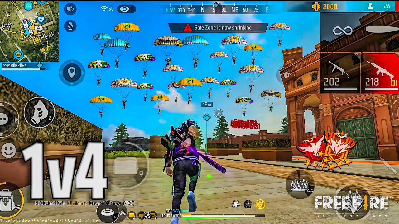 INSANE 1v4 RUSH in BR RANK 😱🔥 | Free Fire