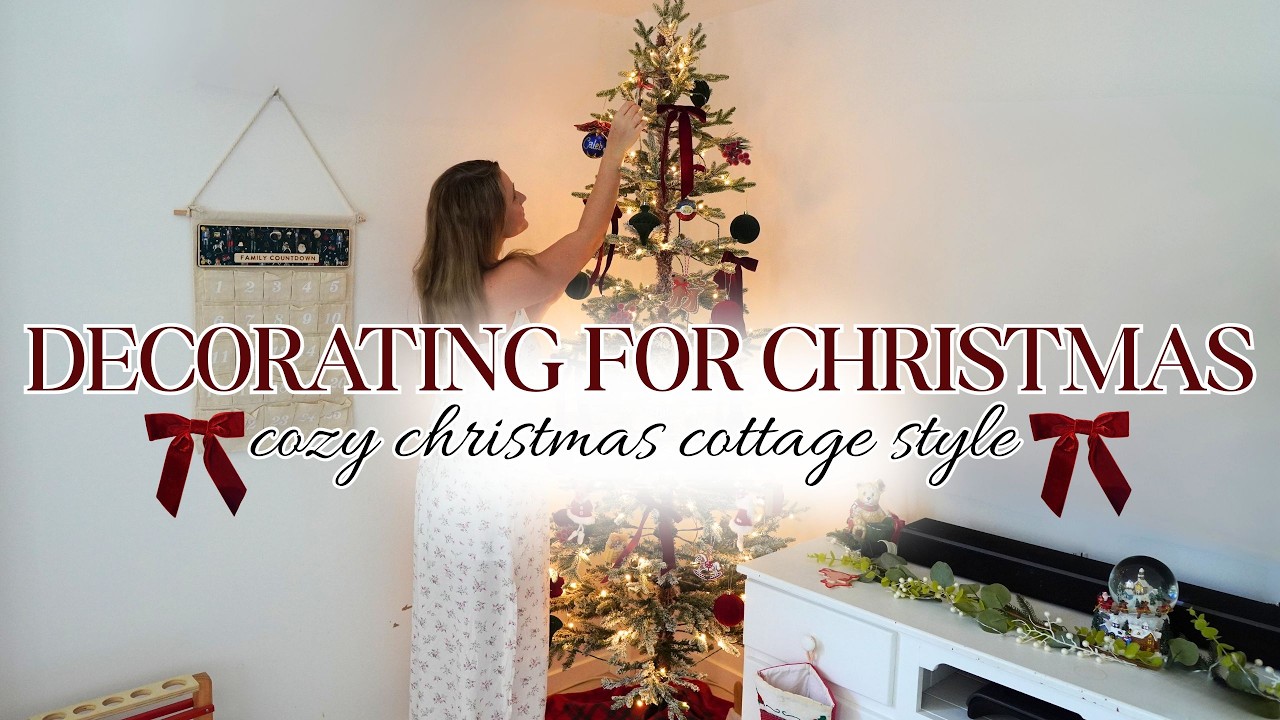 DECORATE WITH ME 🎀 Cozy Cottage Christmas | Homemaking, Vintage Decor, Crafts