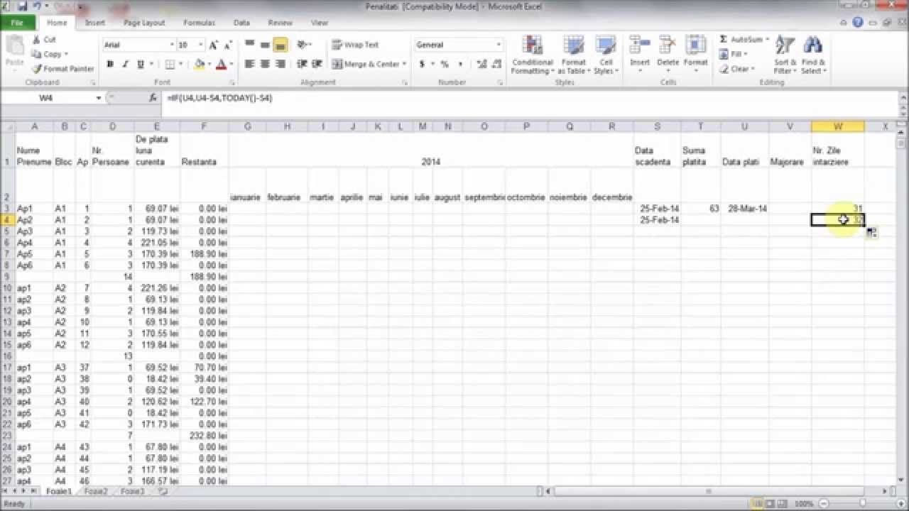 Calcul automat penalitati asociatie de locatari