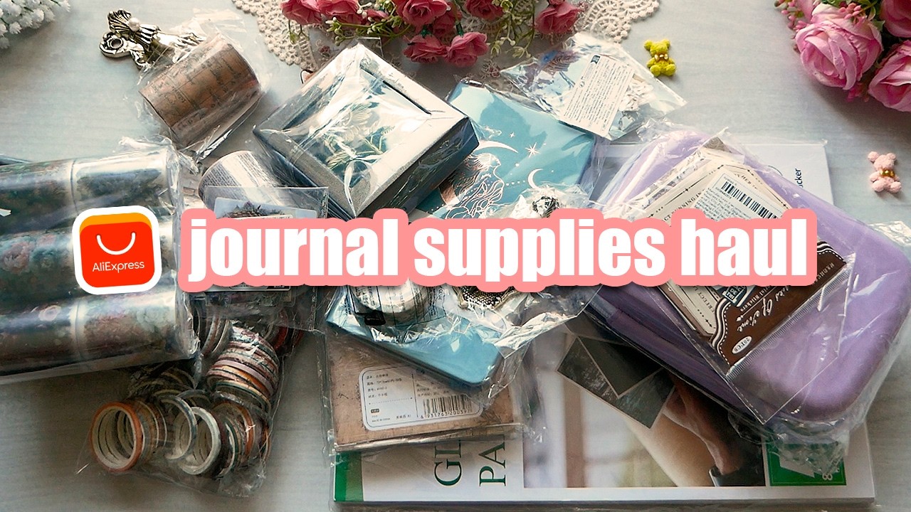 💎Aliexpress Journal Supplies Haul - ASMR Stationery Unboxing | washi tapes, notebook, stickers