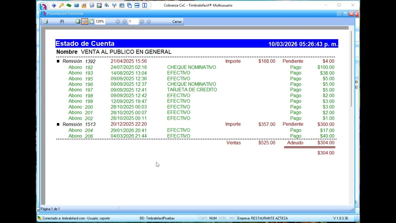 Generando los #EstadosDeCuenta de tus #Ventas a #Crédito #Software #Timbralofacil
