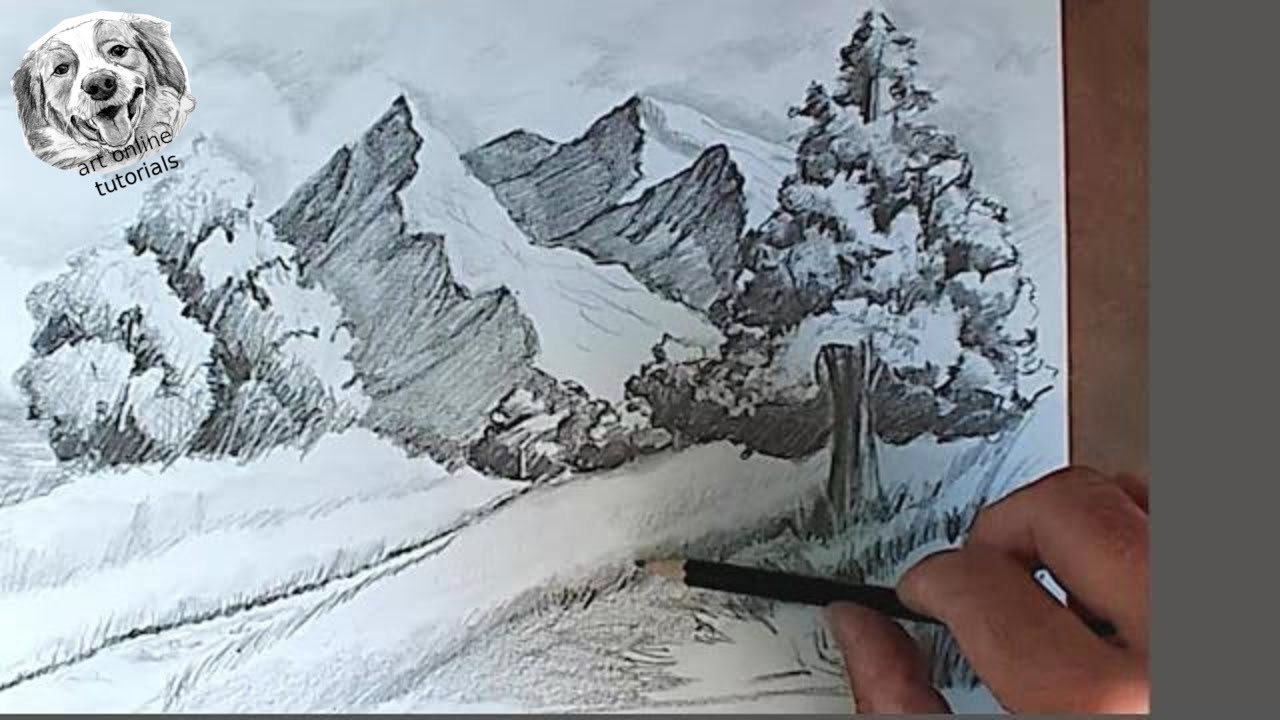 How to Draw Mountains Landscape with Pencil Step by Step and Easy