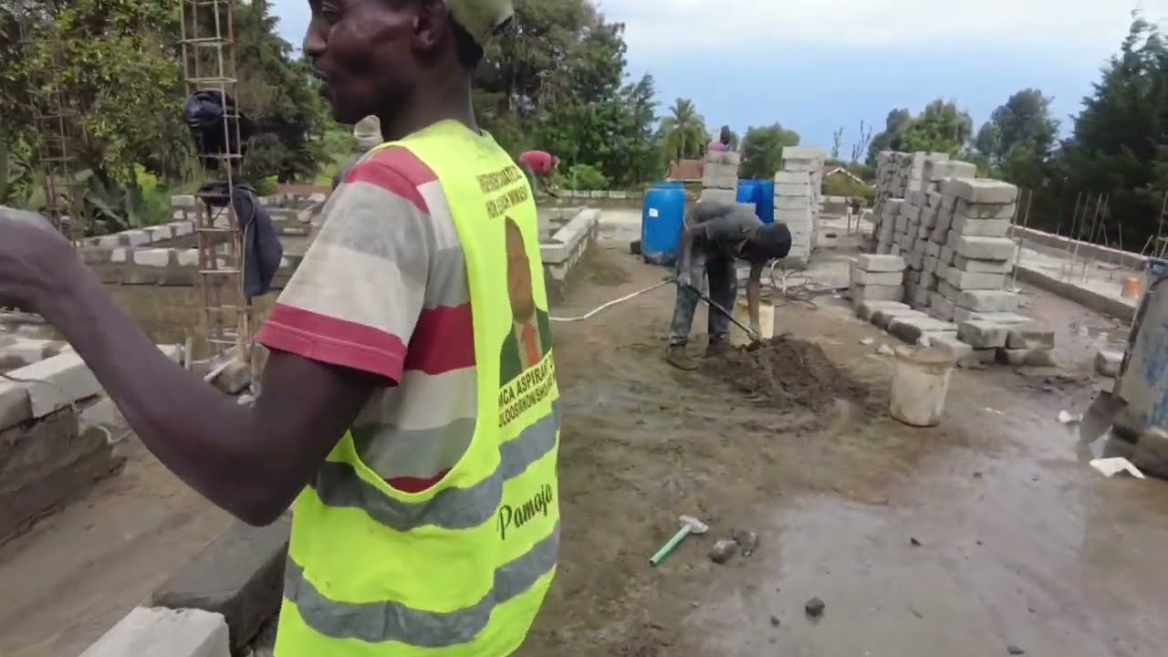 Building A Home in Kenya Africa Ep 34 - Second Floor Walling & Columns Casting