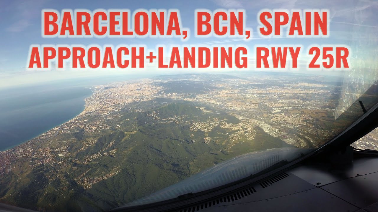 Аэропорт Барселоны, BCN / LEBL, Испания. ВПП 25R. Вид из кабины. С диспетчером. 4K.