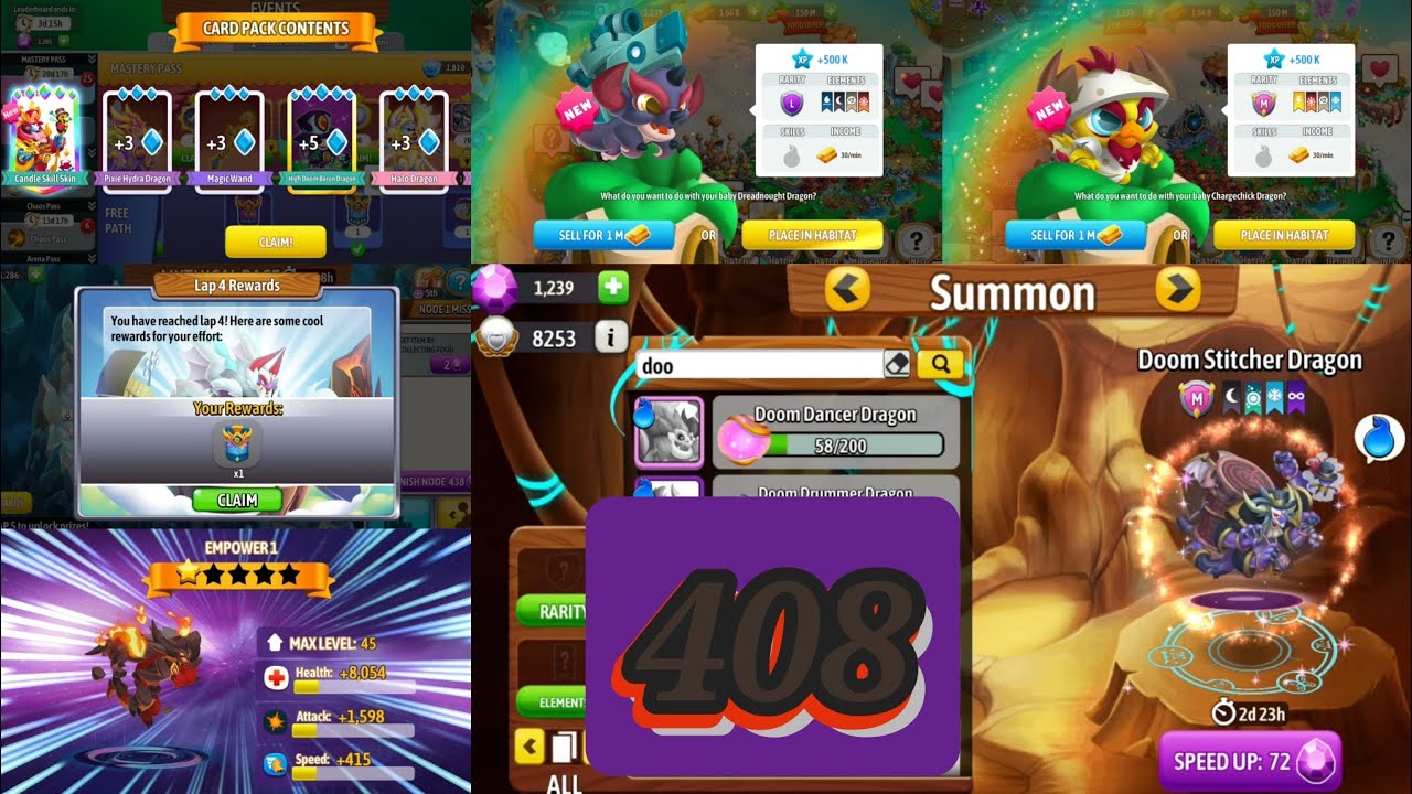 Dragon city Season 10: The Baron Doom Mark Gameplay Part408 2nd Shiy XXL/ Summon Doom Sticher Dragon