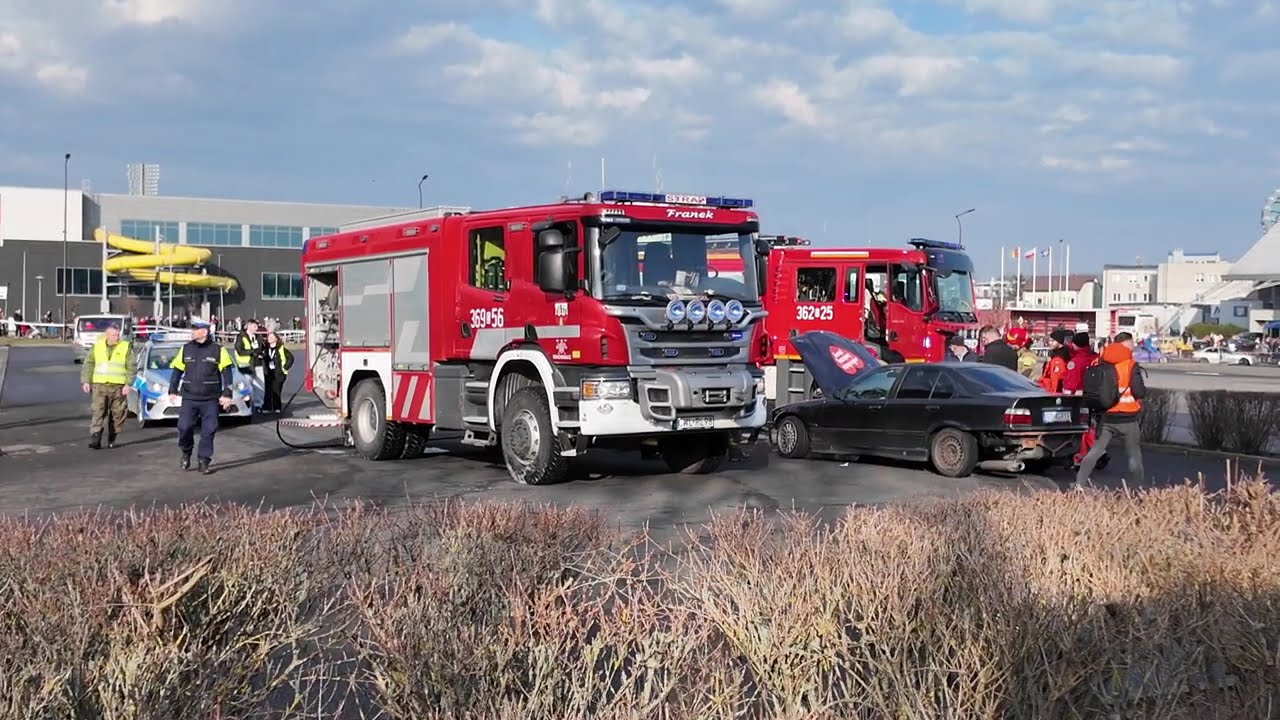 Pożar samochodu na Hali Mistrzów - WOŚP Włocławek. [26.01.2025]