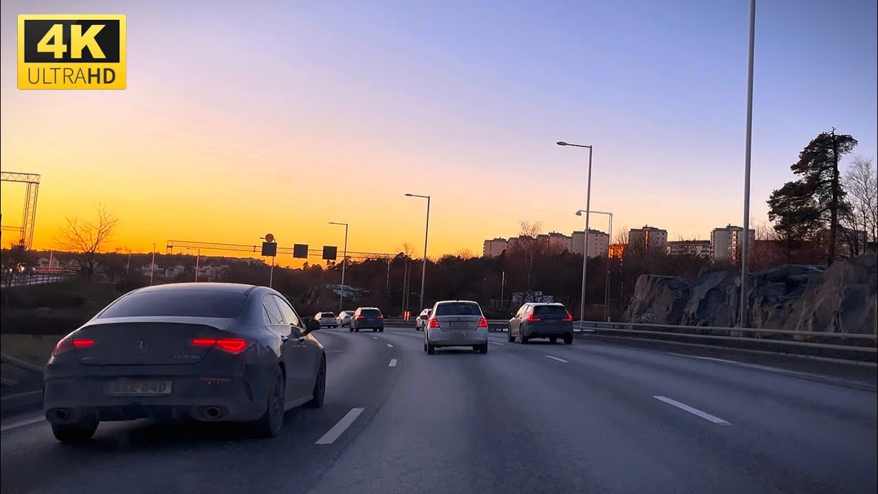 4k driving on Stockholm highway | köra på motorvägen 