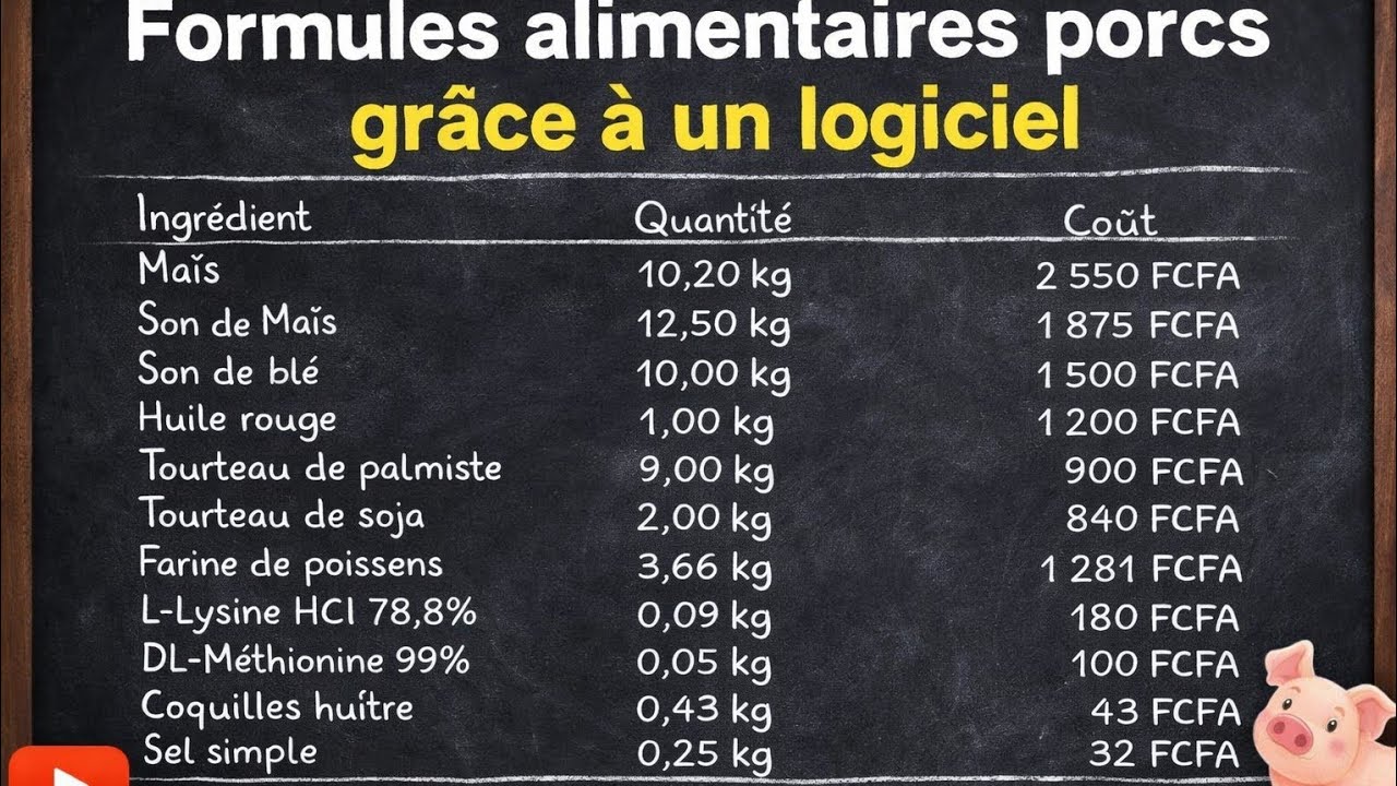 FORMULE ALIMENTAIRE PORCS GRÂCE A UN LOGICIEL 