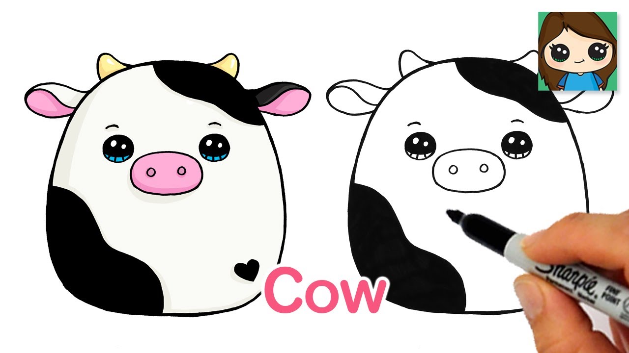 How to Draw a Cute Cow Easy 🐄Squishmallows