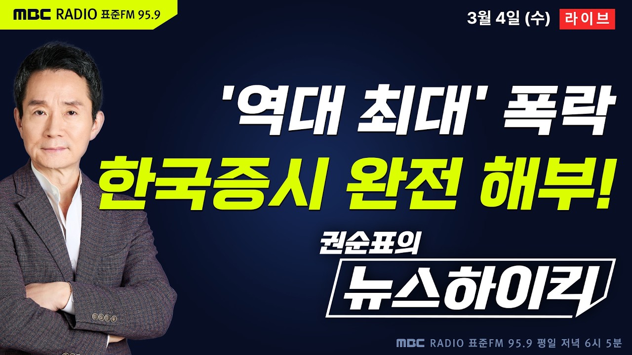 [권순표의 뉴스하이킥🔴] 코스피, '역대 최대 낙폭' 12.06% 급락해 5093.54 마감...한국증시 어디로? - 기추자&황희두, 현영준&박진영&정옥임, 오윤혜, 김건, 곽상준