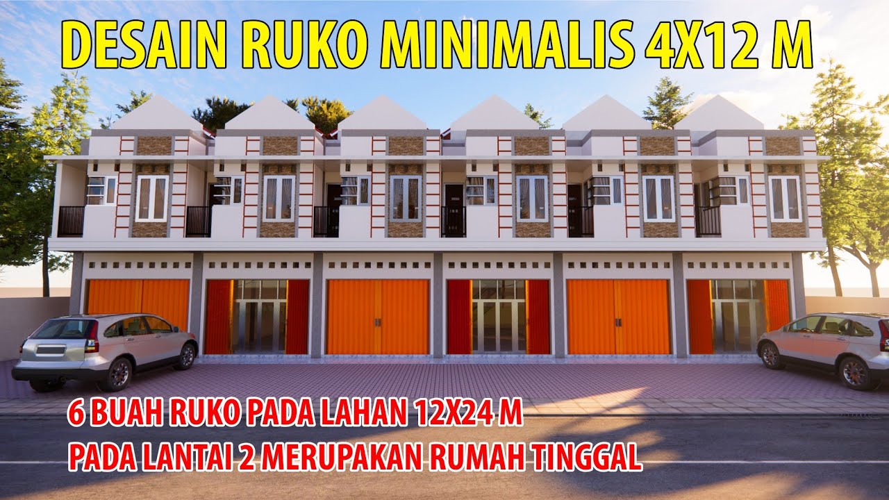 DESAIN RUKO 4X12 Sekaligus Rumah Tinggal Pada Lantai 2