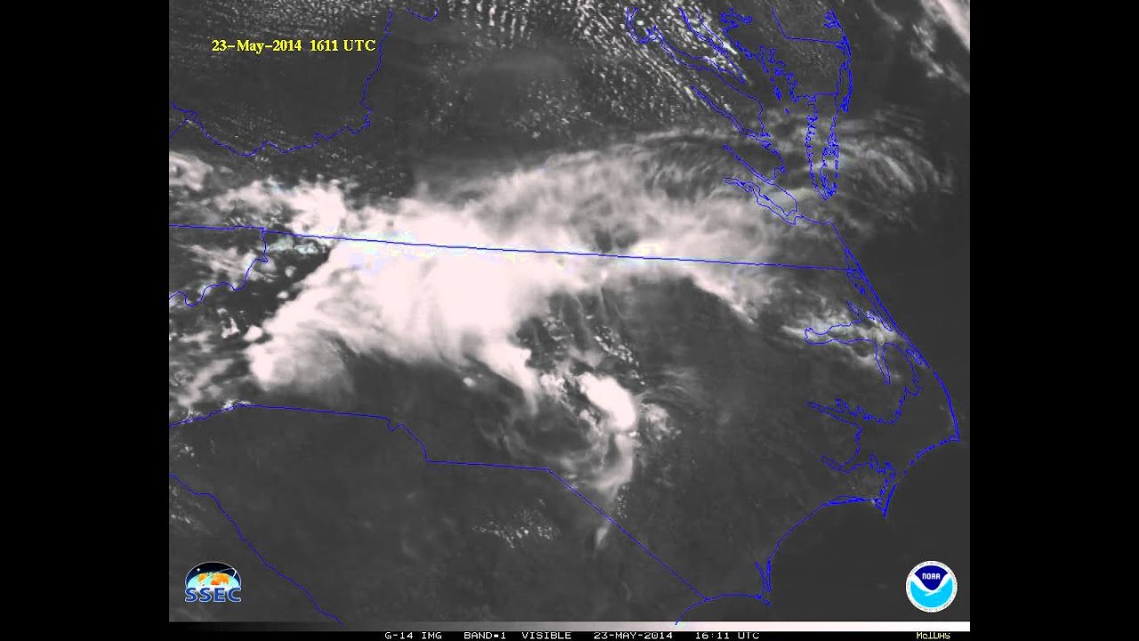 Impressive 1-minute GOES-14 SRSO visible satellite imagery of an MCV initiating severe convection