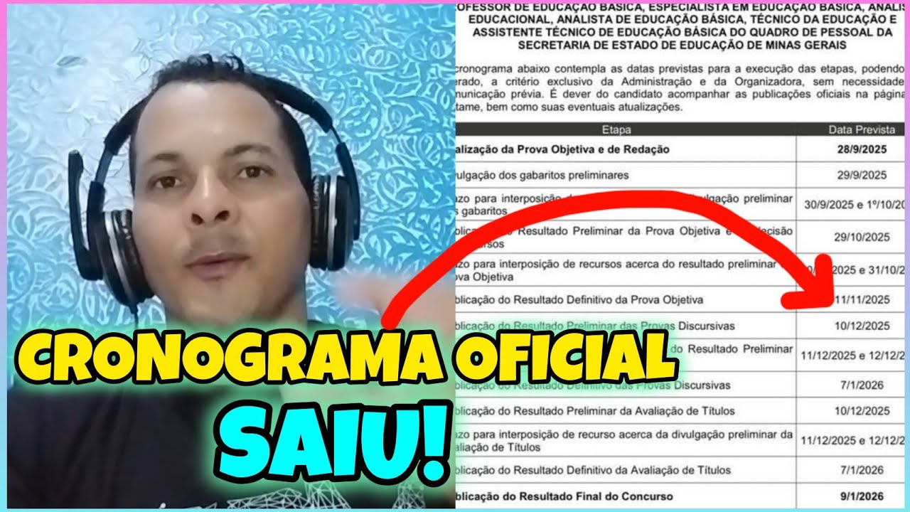 Cronograma oficial do Concurso da Secretaria Estadual de Educação 2025