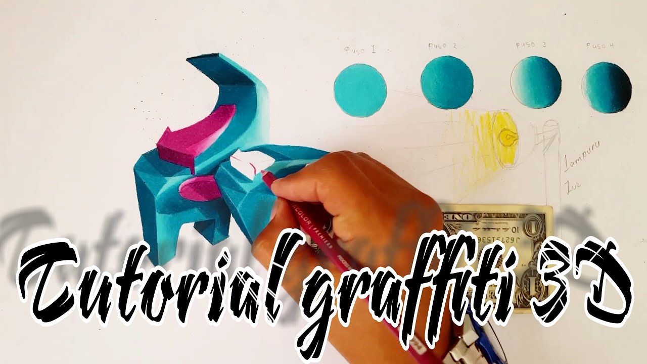 TUTORIAL como hacer un Graffiti 3D sketch con solo 5 colores/3D Graffiti sketch with only 5 colors
